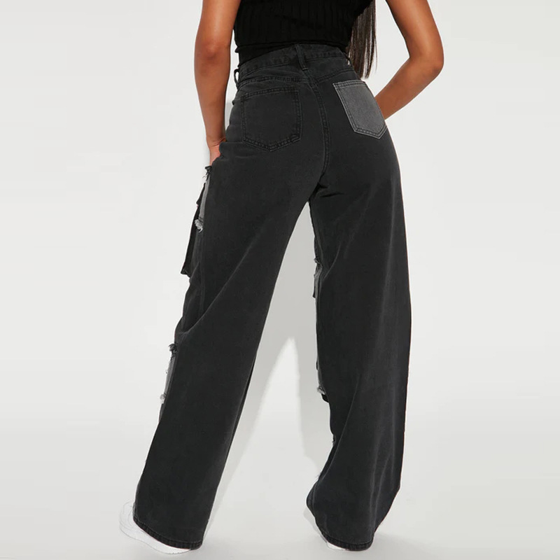 Tallas grandes ropa de mujer 2023 otoño en stock transfronterizo nuevo europeo y americano de alta calidad recta cintura alta jeans al por mayor para mujeres