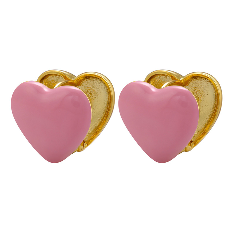 Fashion Heart Shape Brass Plating Ear Studs 1 Pair