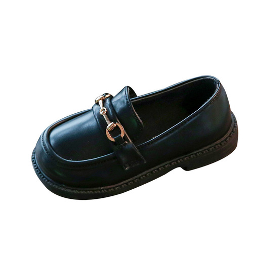 Girls' shoes, children's leather shoes, 2024 spring and autumn new British style shoes, baby fashion casual shoes, metal buckle shoes