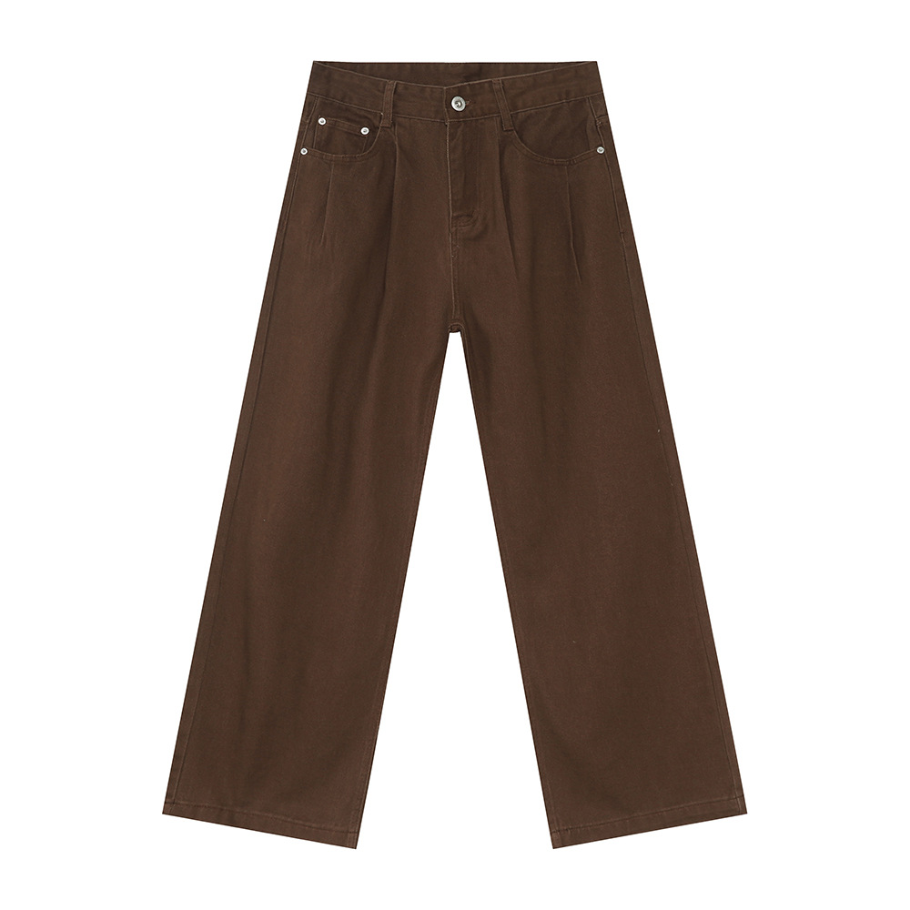 MTLCLOTHES Hombres| Nuevos productos de otoño coreanos minimalistas diseño de pliegue de cintura media sensación de vaqueros de moda