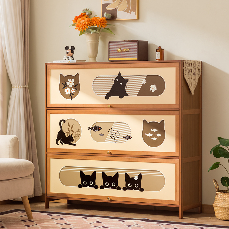 Household Storage Multi-Layer Storage Cabinet Bookcase Bookshelf Storage Rack Integrated Wall Storage Cabinet Room Decoration Storage Cabinet