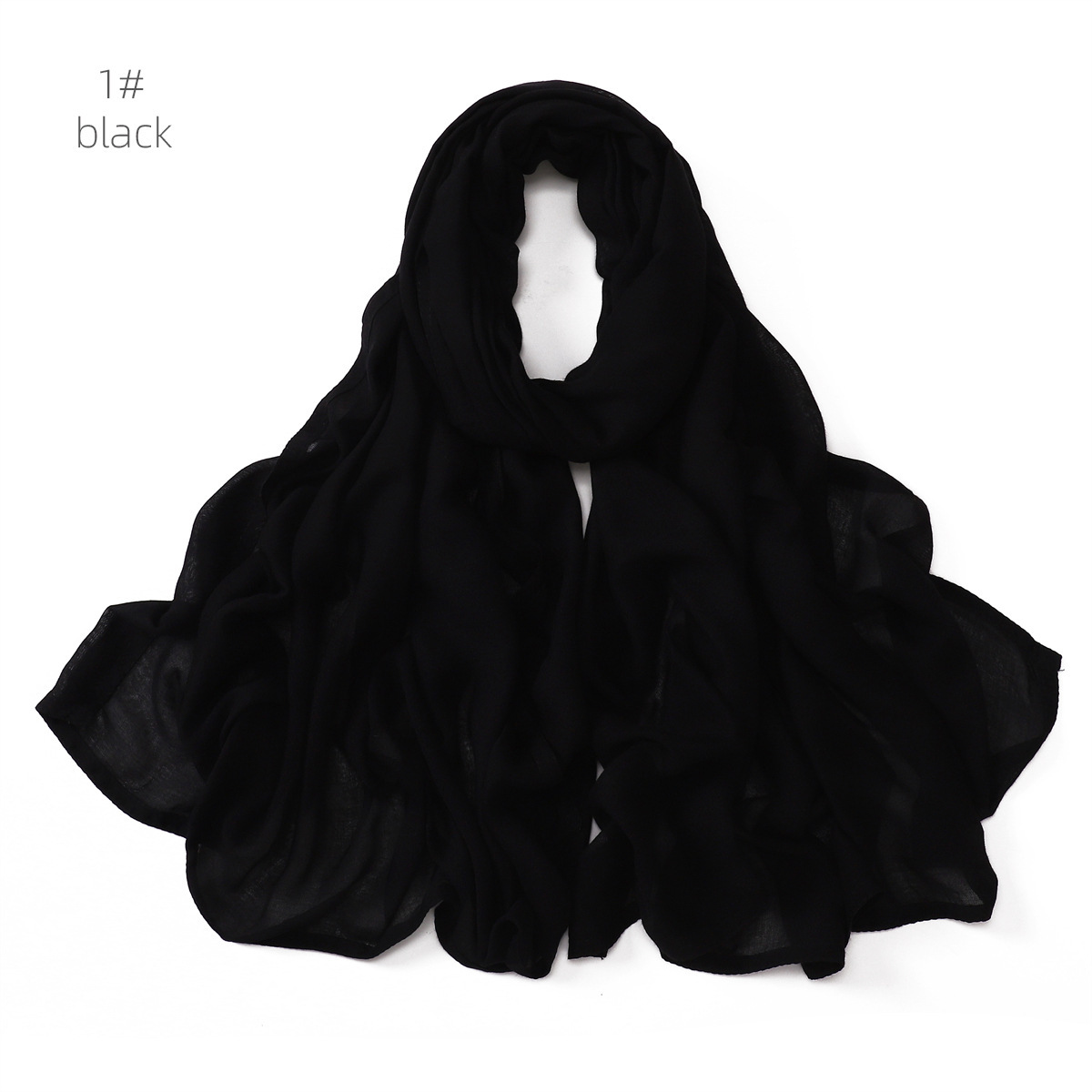 Soft Viscose Cotton Solid Color Scarf Fashion Wide Edge Thin Hijabs High Quality Headscarf Long Shawls for Muslim Woman