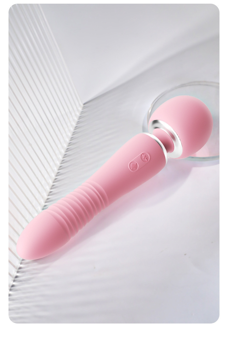 Retractable AV Wand with Large Head and Vibrating Tail, 22.5 cm ABS Silicone Adult Massager — detail image 31