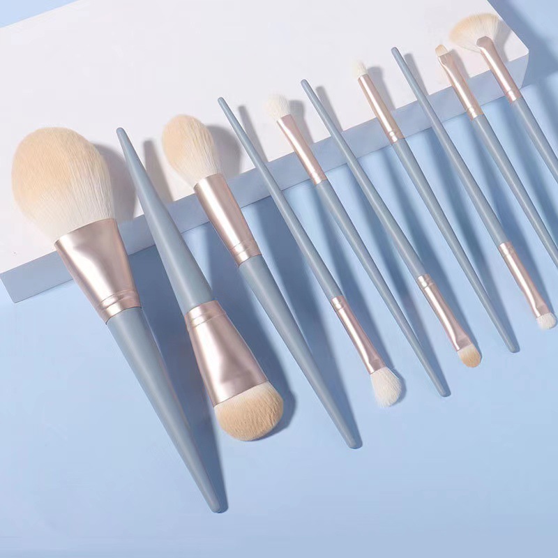 Juego de 10 Brochas de Maquillaje Profesionales Fenglida, Color Azul, Brocha para Sombras de Ojos, Brocha para Polvos Sueltos Ultra Suave, Brocha para Rubor, Herramientas de Belleza al por Mayor