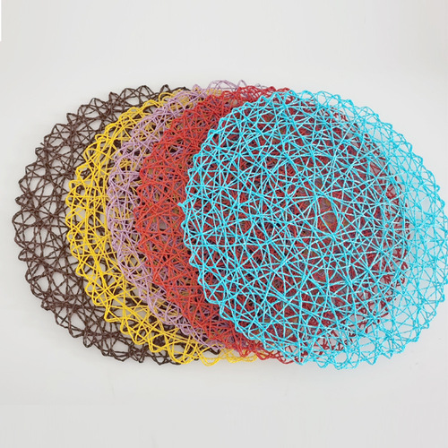 Modern simple thin paper rope placemat round random woven dining table insulation pad paper rope decorative pad table mat coaster
