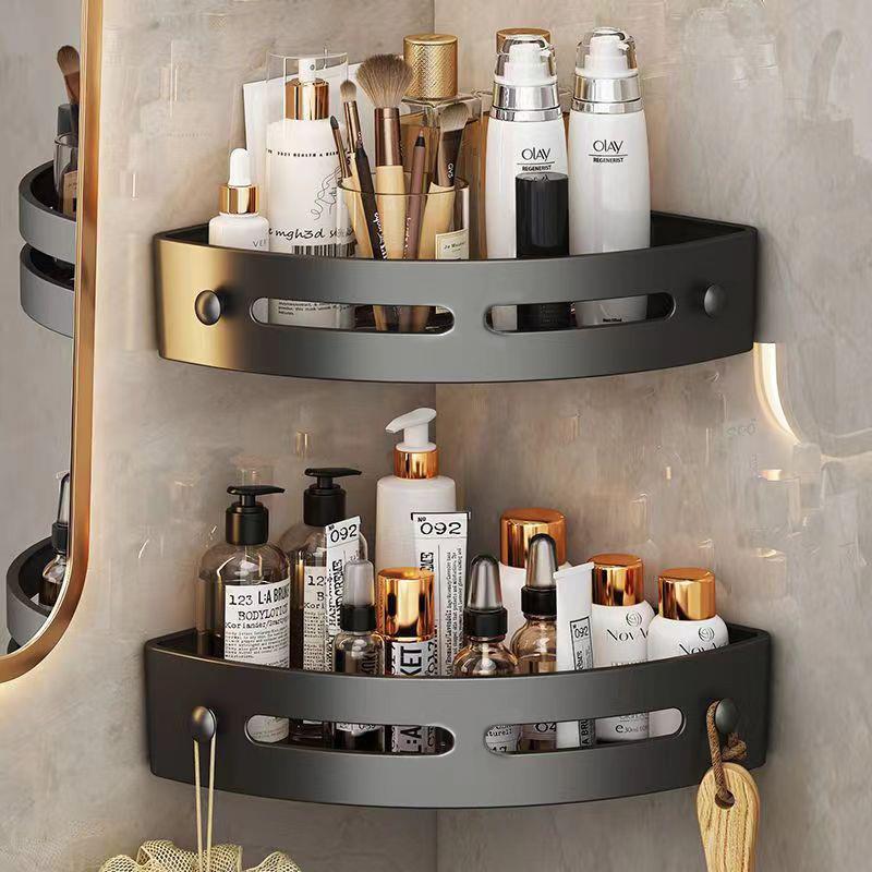 No-Drill Bathroom Corner Shelf for Washstand Wall-Mounted Storage Rack in Toilet, Restroom, and Kitchen