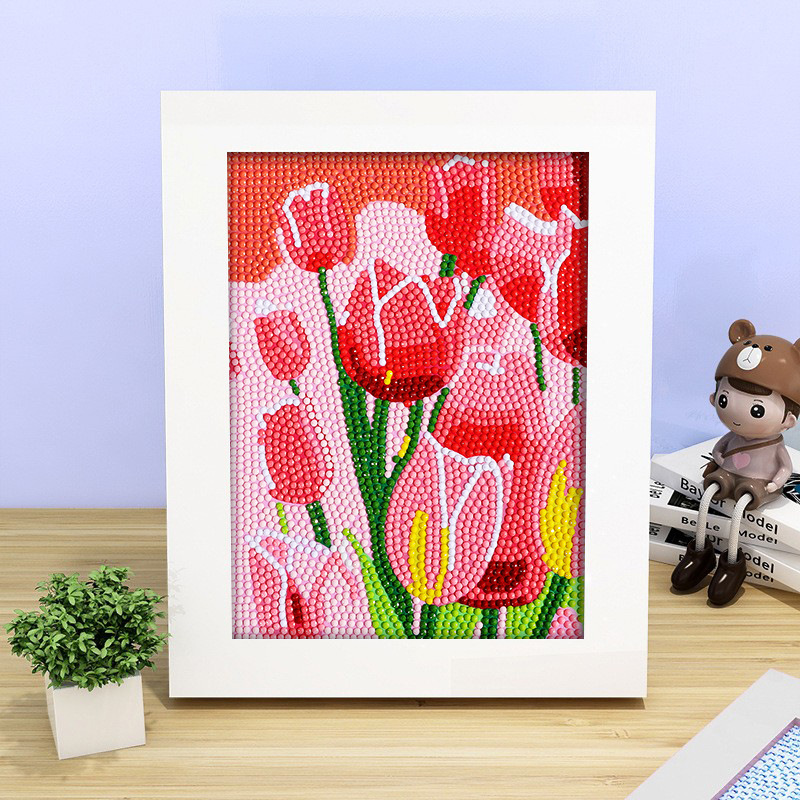 Pintura de diamante DIY con marco de fotos para enviar lleno de diamantes y pintura de diamantes para hacer pintura al óleo de dibujos animados educativos para niños 2024 ladrillo pegajoso y diamantes brillantes