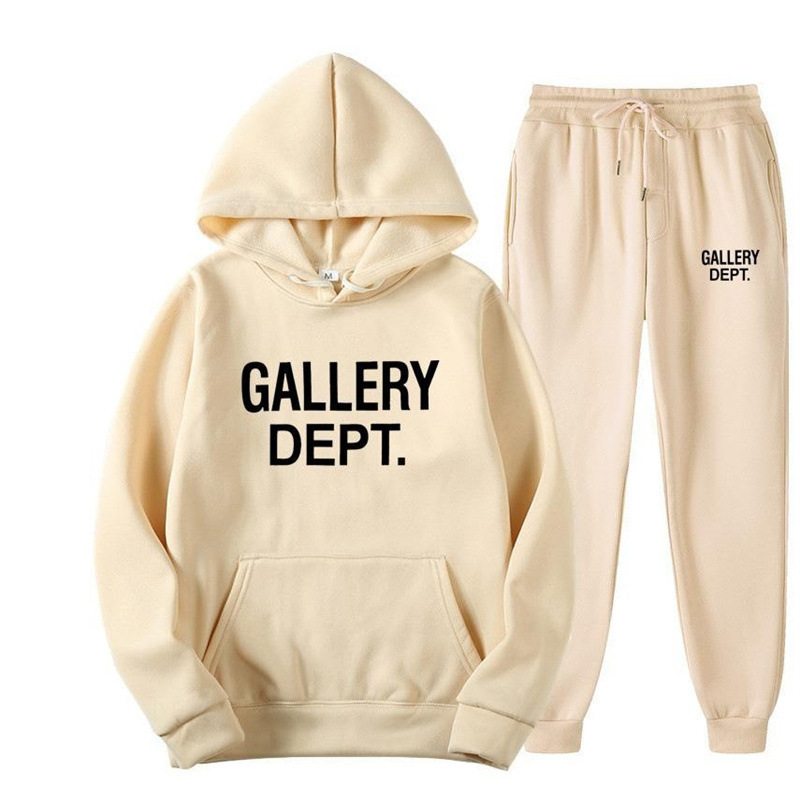 GALLERY GREY CENTER LOGO printed hoodie suit foreign trade men's and women's fleece-lined sweater suit tide