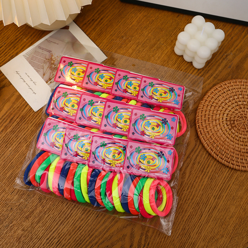 Ventas transfronterizas directas coreanas de alta elasticidad de color sólido no dañan la cuerda de cabello 72 bolsas de tarjeta de clavos sin costuras anillo de toalla anillo de cabello