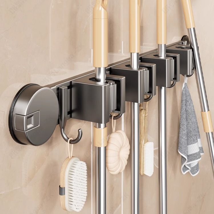 Suction Cup Mop Wall Mount Clip Bathroom Wall Storage Hook Bathroom Shelf Mop Holder No-Drill Magic Tool