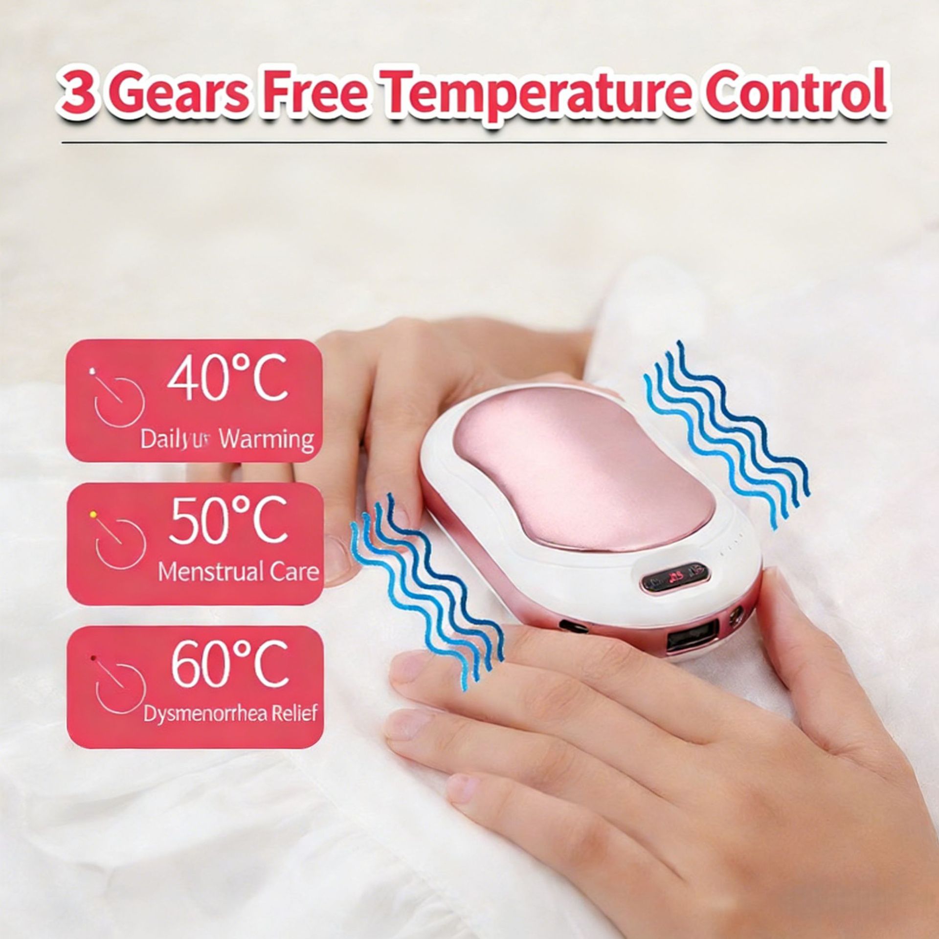 Calentador de manos y power bank 2 en 1, pantalla digital, USB, doble cara, mini