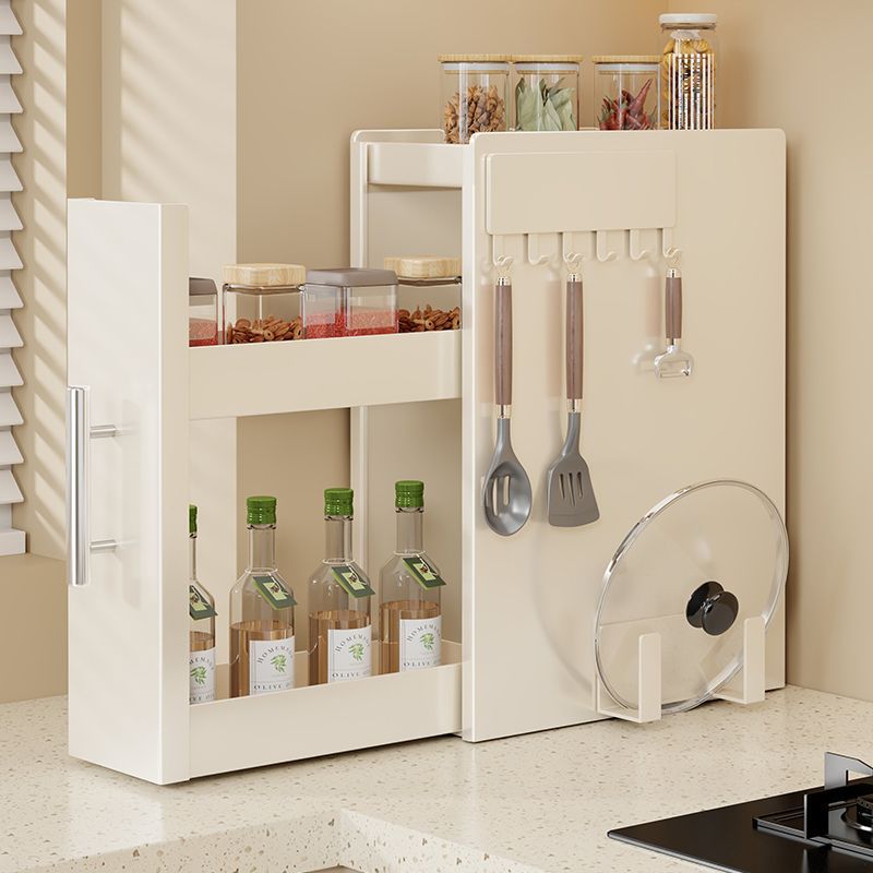 カウンタートップ引き出し式収納ラック狭い防塵鉄製収納ラック調味料整理新しいキッチン調味料ラック