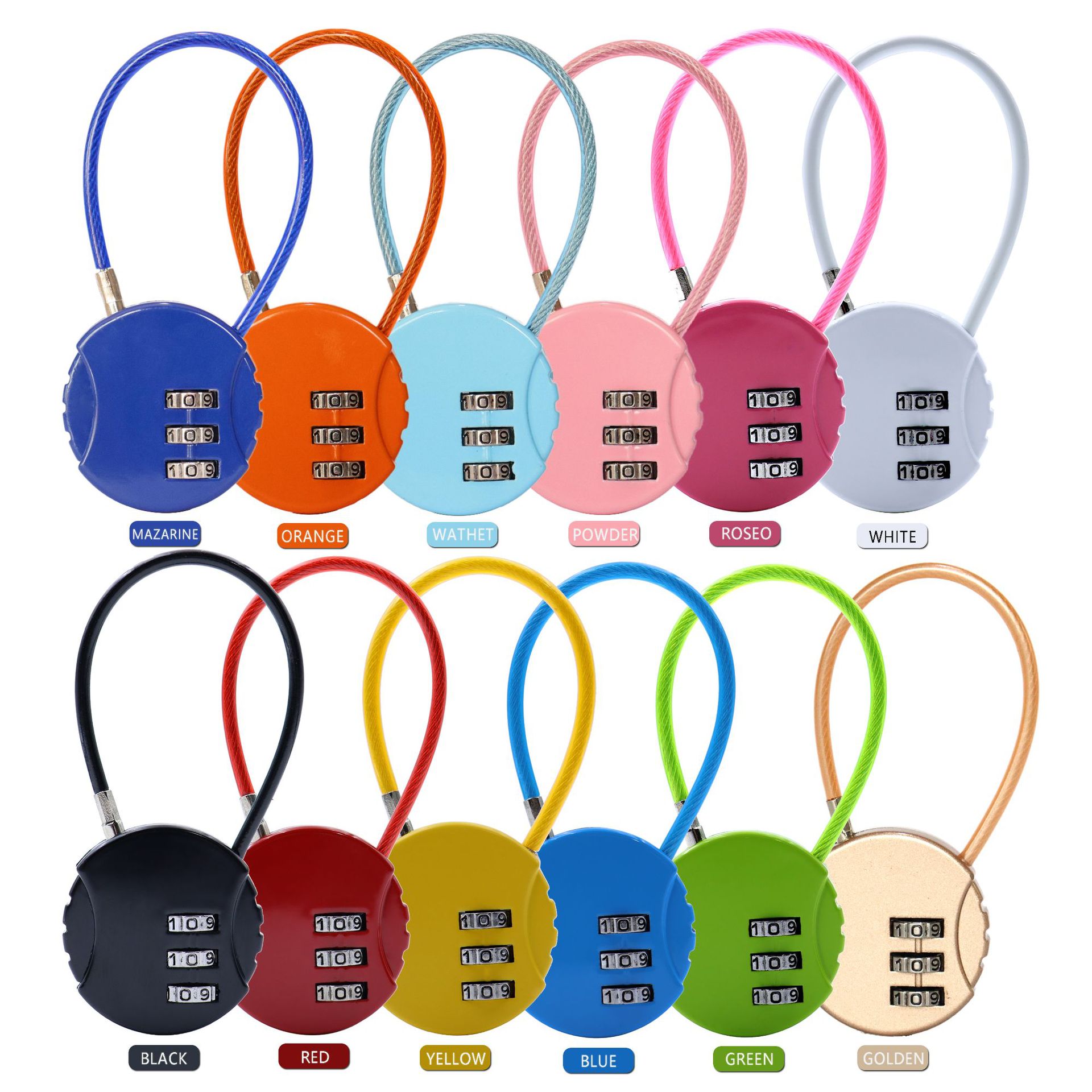 钢丝密码锁挂锁健身房更衣柜锁车筐篮头盔锁书包箱包迷你小号锁头