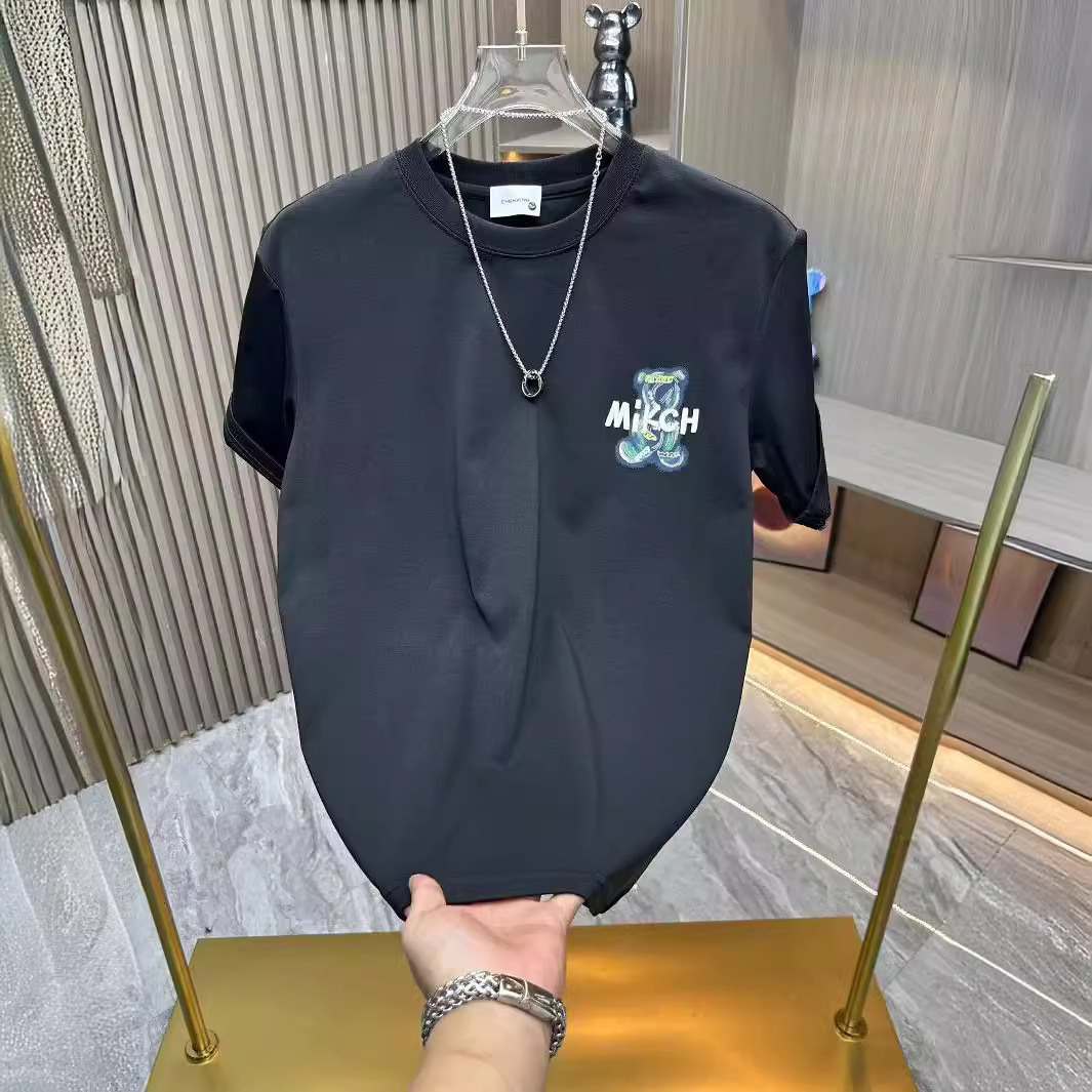 Odzież męska T-shirt męski 2024 letnie towary europejskie nadruk z niedźwiedziem ubrania z krótkim rękawem pół rękawa wokół szyi modna markowa koszulka męska_voghion.com
