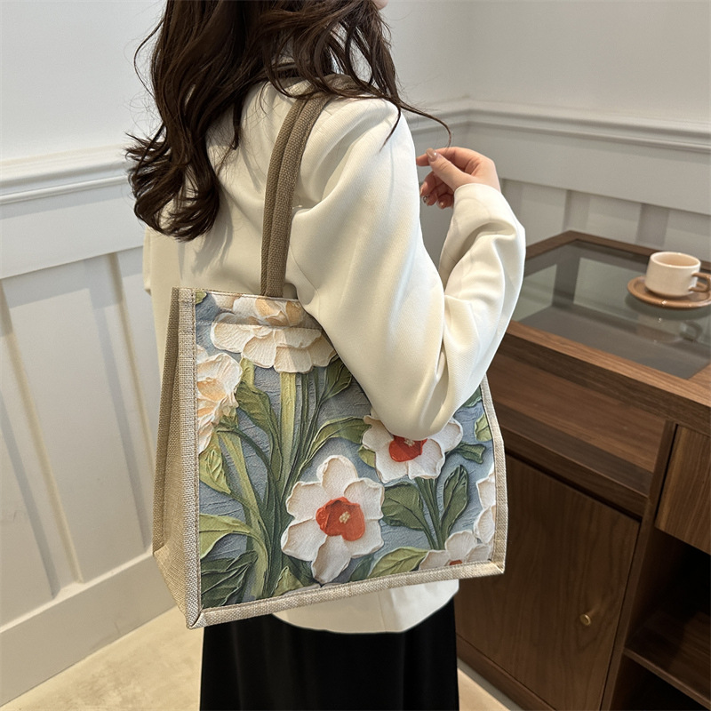 대용량 인기있는 토트 백 여성 틈새 새로운 예술적 간단한 어깨 가방 학생 통근 클래스 핸드백