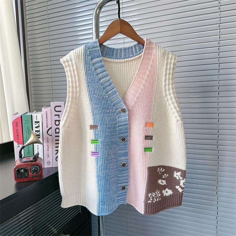 Трикотажный кардиган с v-вырезом трикотажный жилет женский 2024 осень-зима новая свободная тощий свитер на плечо