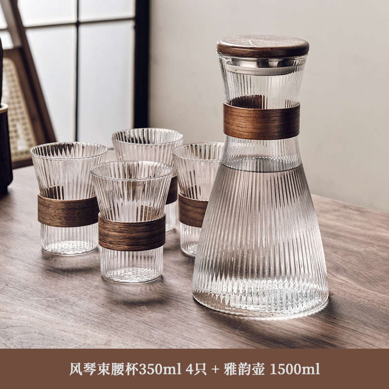 Vidrio borosilicato elegante olla transparente patrón vertical vidrio botella de agua fría hogar eléctrico estufa de cerámica calefacción jugo botella de agua fría