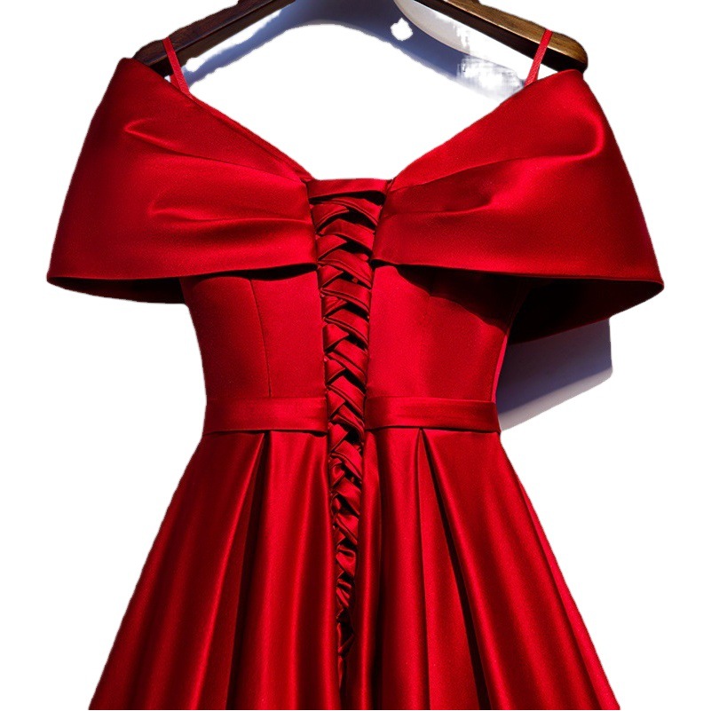 Vestido rojo de novia estilo 2026, nuevo modelo, para boda, compromiso, noche, anfitriona, largo, para fiesta de graduación, para mujer.