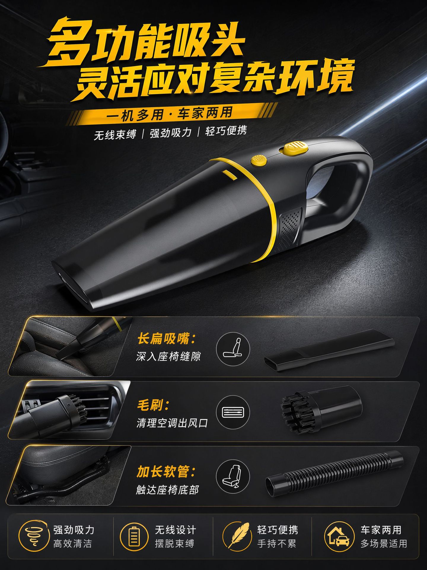 Wireless Handheld Car Vacuum Cleaner with Super Strong Suction and Blowing Power, Portable and Powerful Wireless Car Vacuum Cleaner
