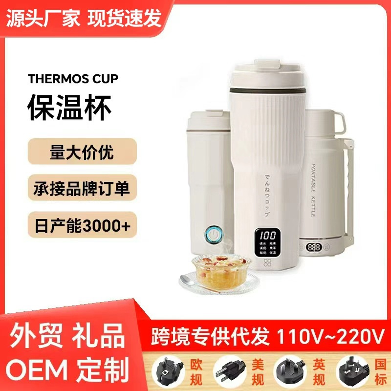 Cross-Border Portable Water Cup, Small Electric Hot Water Cup, Heated Thermos Cup, Travel Kettle, Travel Thermos Cup