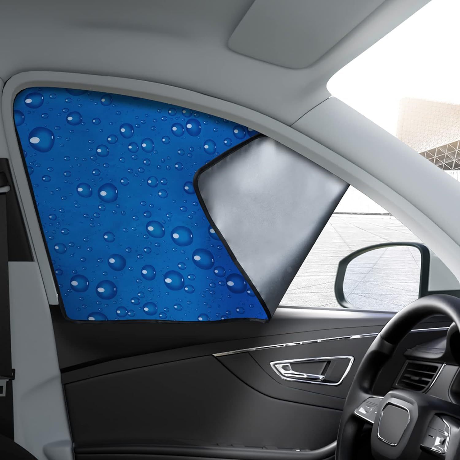 Cross-Border Single-Layer Sun Protection Retractable Magnetic Car Curtain Magnet Car Sunshade Water Drop Car Sunshade Side Shield