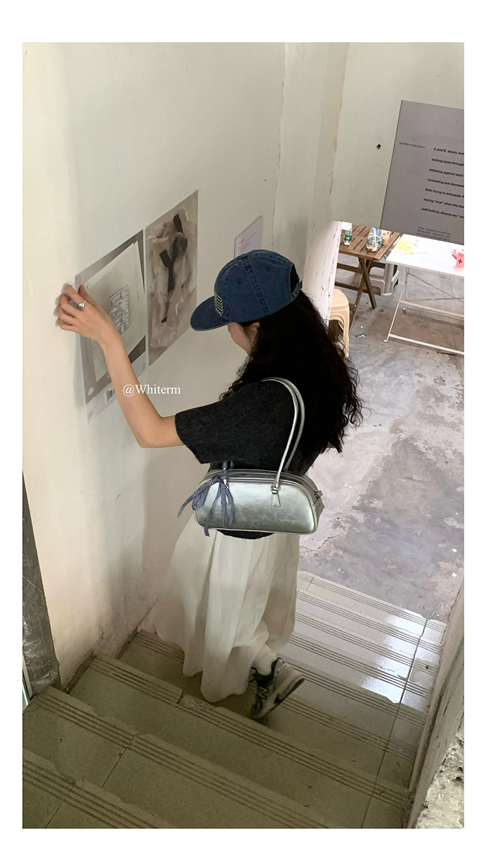 Borsa a spalla argento donna stile balletto borsa sottobraccio_voghion.com
