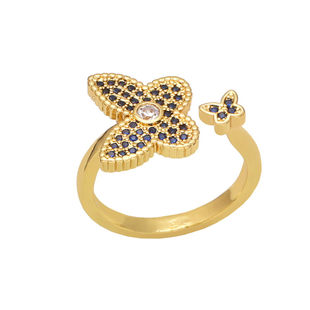 Fashion Copper Butterfly Ring Daily Electroplating Zircon Copper Rings display picture 4