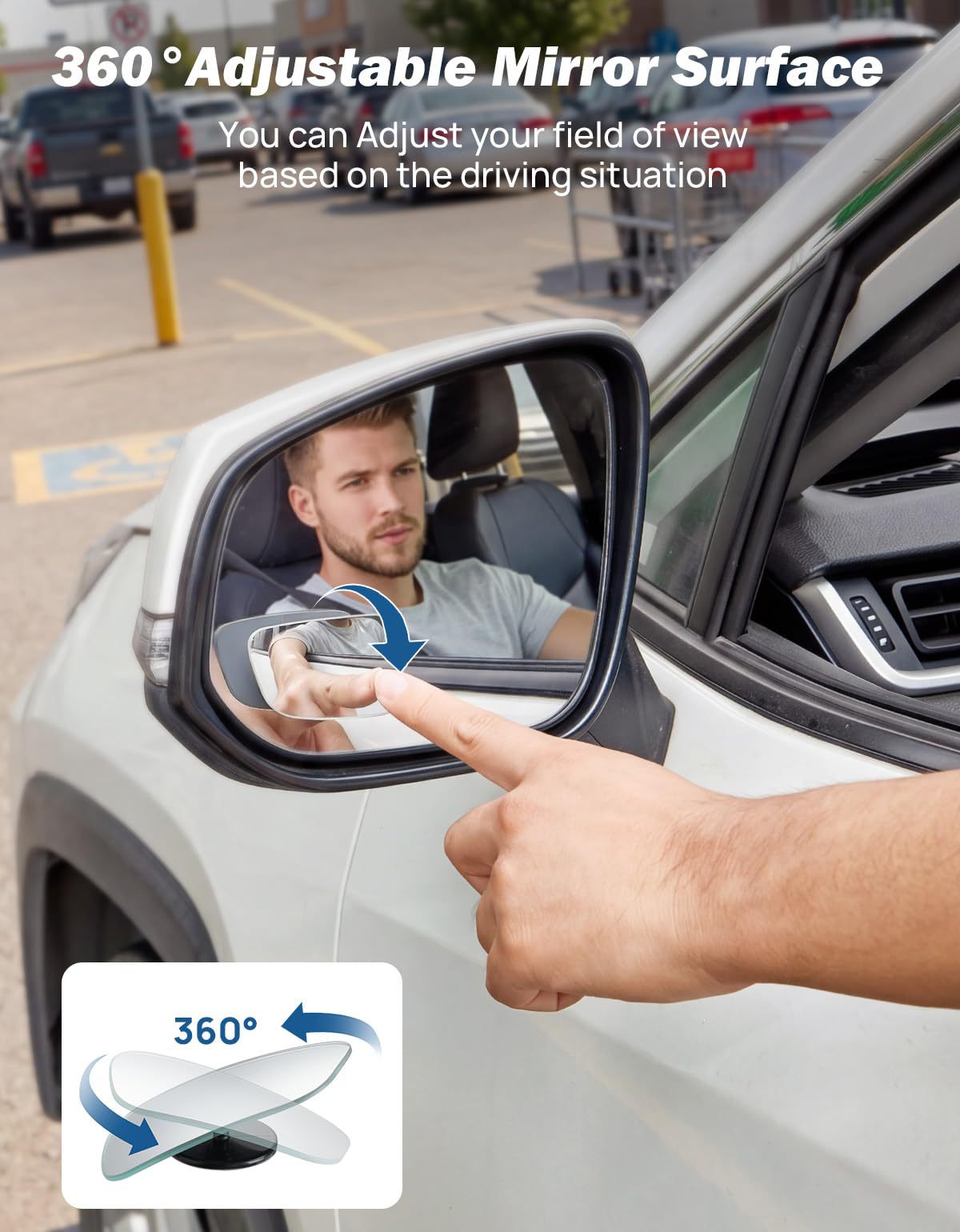 Blind Spot Mirror 2-Pack High-Definition Frameless Convex Glass for Wide-Angle Vision and Safer Lane Changes