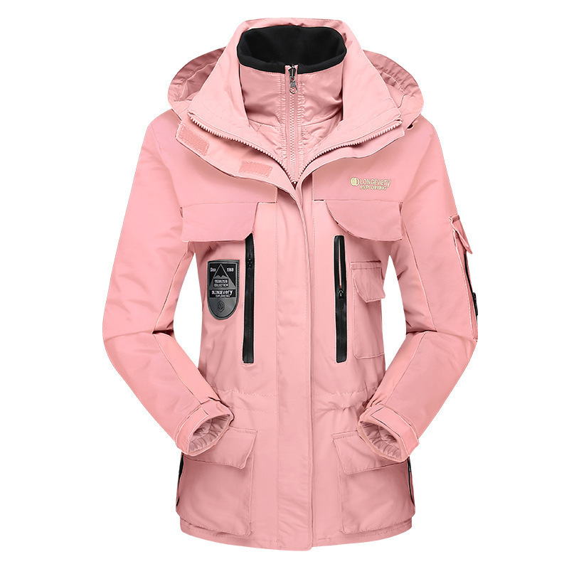 Chaqueta de asalto masculina 3 - en - 1 chaqueta de viento desmontable otoño invierno chaqueta de mujer pareja al aire libre montaña impresa LOGO