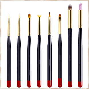 Jieni Japanese Style Single Wooden Pole Flat Head Color Painting Pen Round Head Petal Gradient Pen Full Set of Styling Pen Nail Art Set