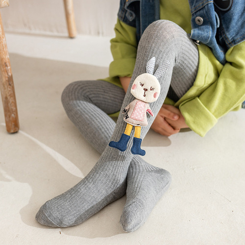 Girls' pantyhose autumn new style medium and large children's big doll rabbit baby one-piece socks girls' bottoming socks trendy