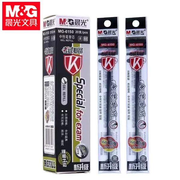 Morning&Light 6150 Exam Pen Refill Black Ink Pen Refill Full Needle Tip 0.5mm Student Homework Pen Refill