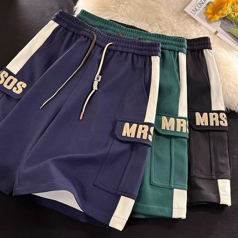 Pantalones cortos deportivos compactos para hombres de verano marca de moda retro espuma impresa pantalones casuales pantalones cortos sueltos de cinco puntos