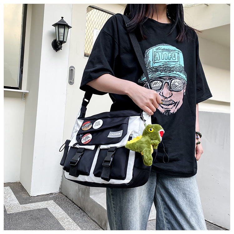 Korean ins fashion single-shoulder crossbody bag, trendy brand color sports bag, middle and high school schoolbag, college student class backpack undefined