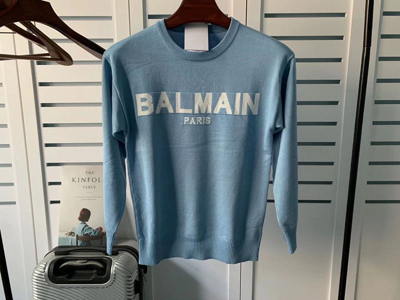 Autumn and Winter New Balmain Jacquard Letter Cotton Long Sleeve Sweater Sweater for Couples