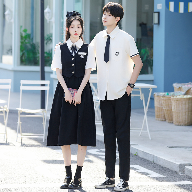 대학 스타일 연인 의상 2024 여름 새로운 조기 고등학교 졸업 시즌 사진 코러스 클래스 유니폼 JK 세트