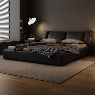 Custom Modern Minimalist Bed Sheet Bed Foshan Furniture Simple and Elegant Bed Light Luxury Wedding Bed Master Bedroom Upholstered Bed Soft Cross-Border
