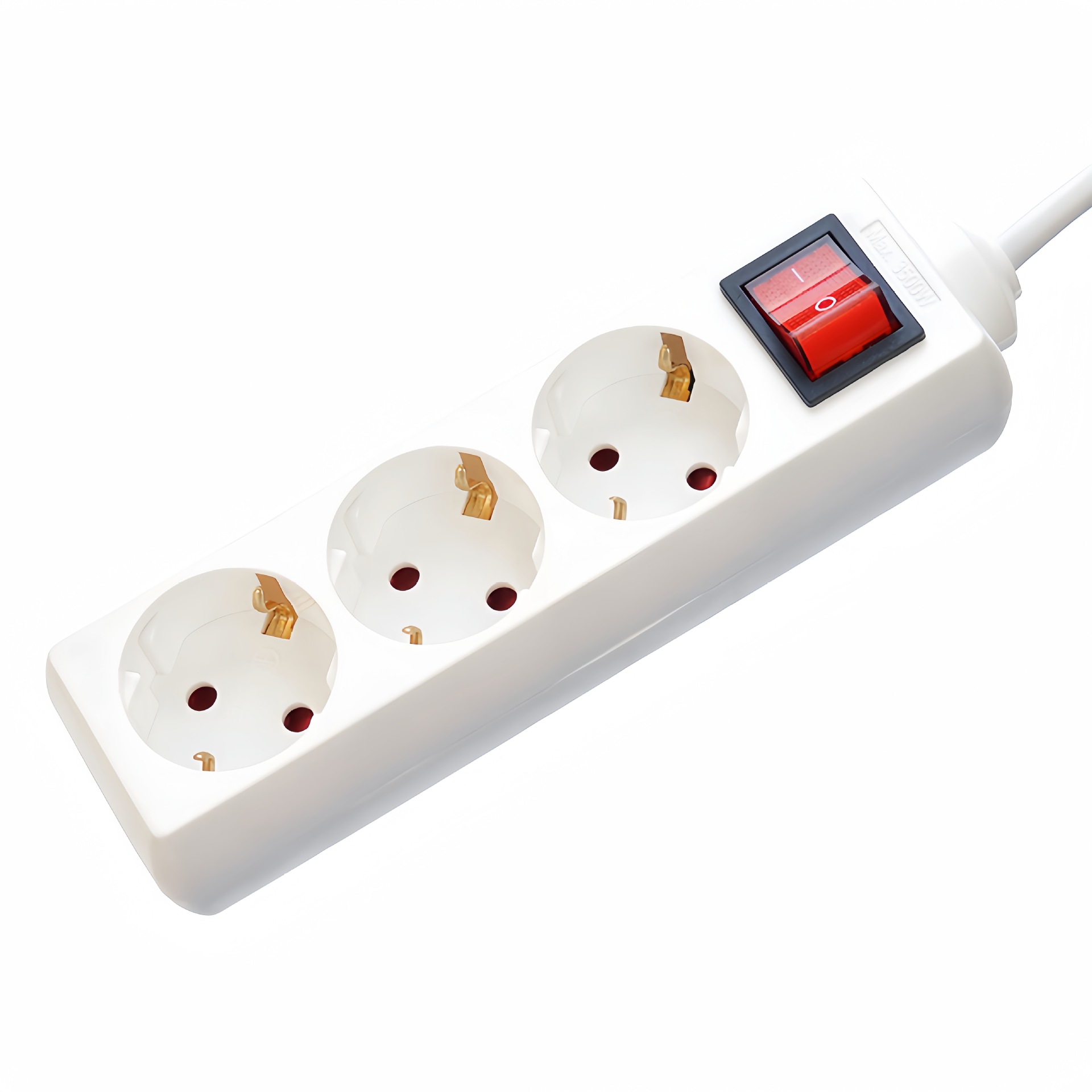 Prolunga con spina standard UE, multipresa in stile tedesco, interruttore con prese multiple europee._voghion.com