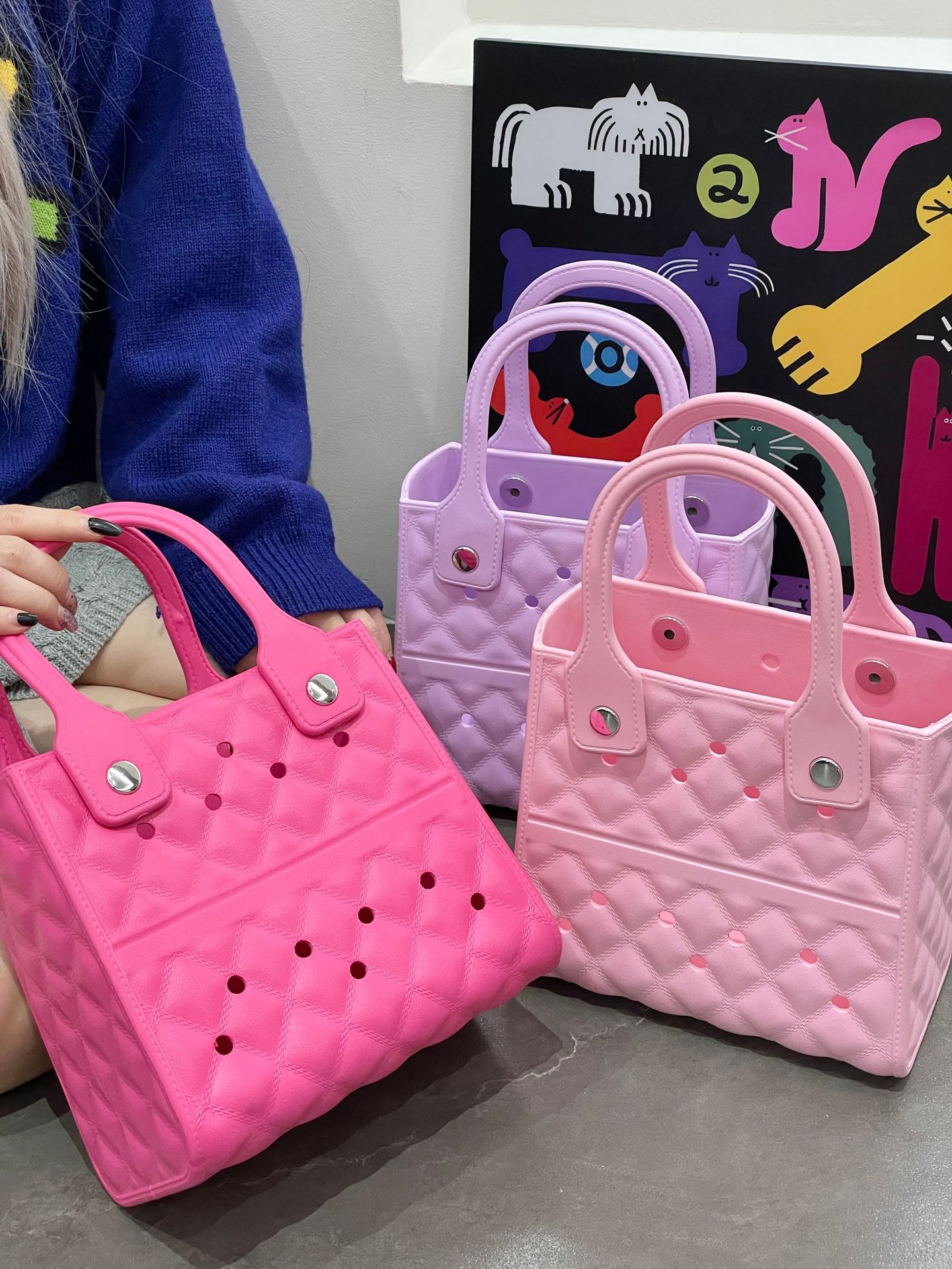 684g Weight Open Closure Type Top Handle Strap Type Square Bag Bags Type Street Occasion EVA Material Solid Color Pattern All Seasons Season Women's Gender Streetwear Style Square Shape Women's EVA Solid Color Streetwear Square Open Square Bag 7