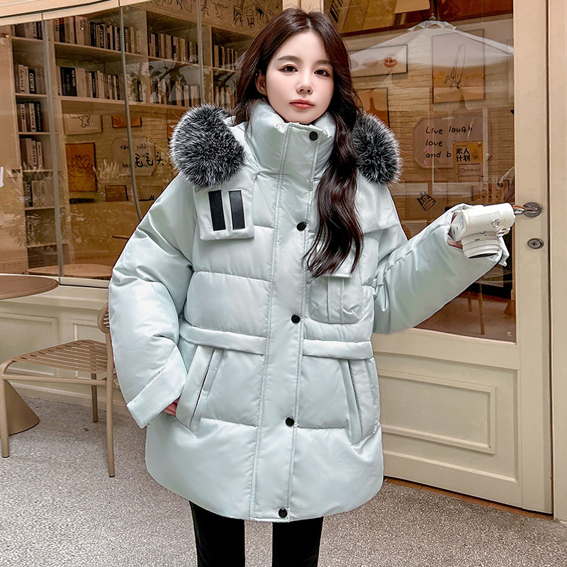 Gran tamaño de invierno nuevo estilo de collar de lana de escolares de estilo coreano chaqueta de algodón suelta chaqueta de algodón gruesa de moda image 7