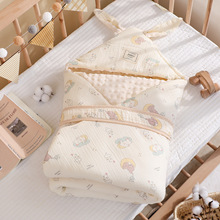 新生儿豆豆抱被加厚保暖婴儿绉布豆豆绒安抚包被宝宝包裹秋冬A类