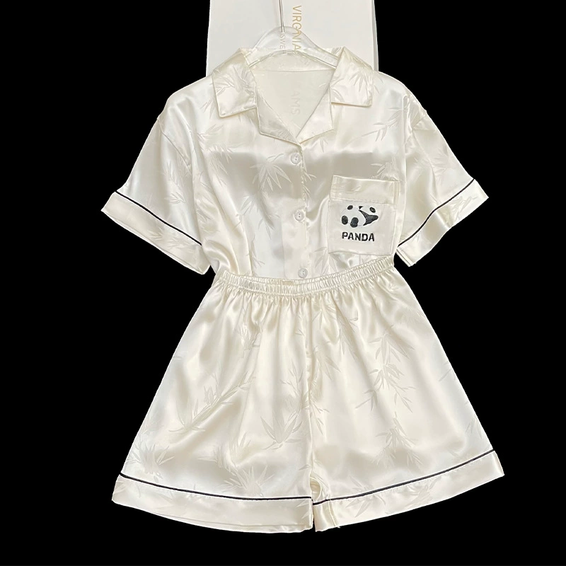 Silk Summer Pajama Set, Thin Cardigan & Shorts, Lightweight Sleepwear, Multiple Colors
