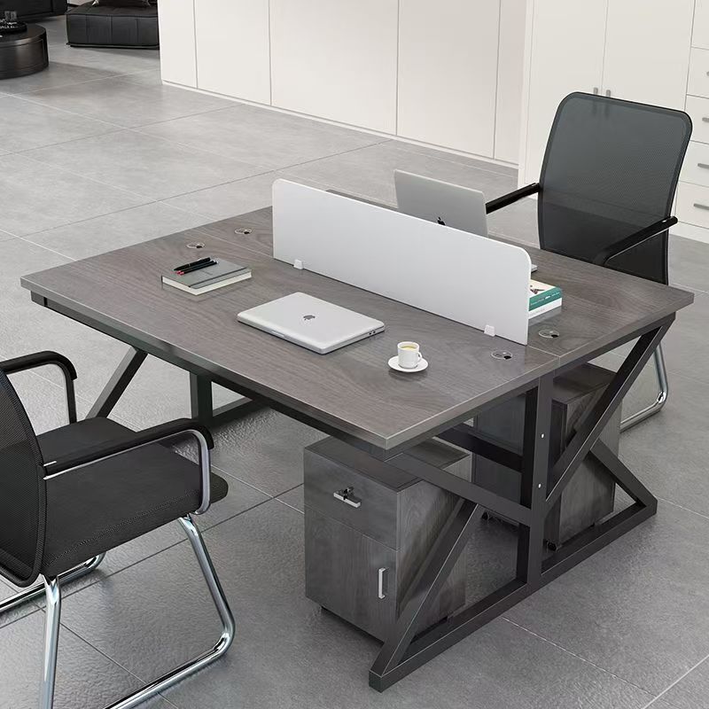 Office Desk and Chair Set, Simple Modern Office Furniture for 4-6 People, Computer Desk with Partition, Staff Workstation
