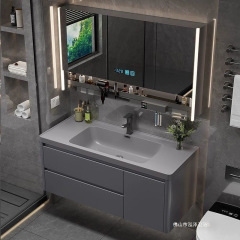新しい軽量高級多機能無垢材バスルームキャビネットナノ一体型洗面台バスルーム洗面台キャビネット組み合わせセット