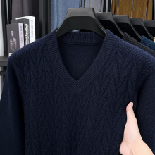 KAIDINGSEN加厚V领针织衫5秋冬新款提花长袖潮流跨境男士打底毛衣