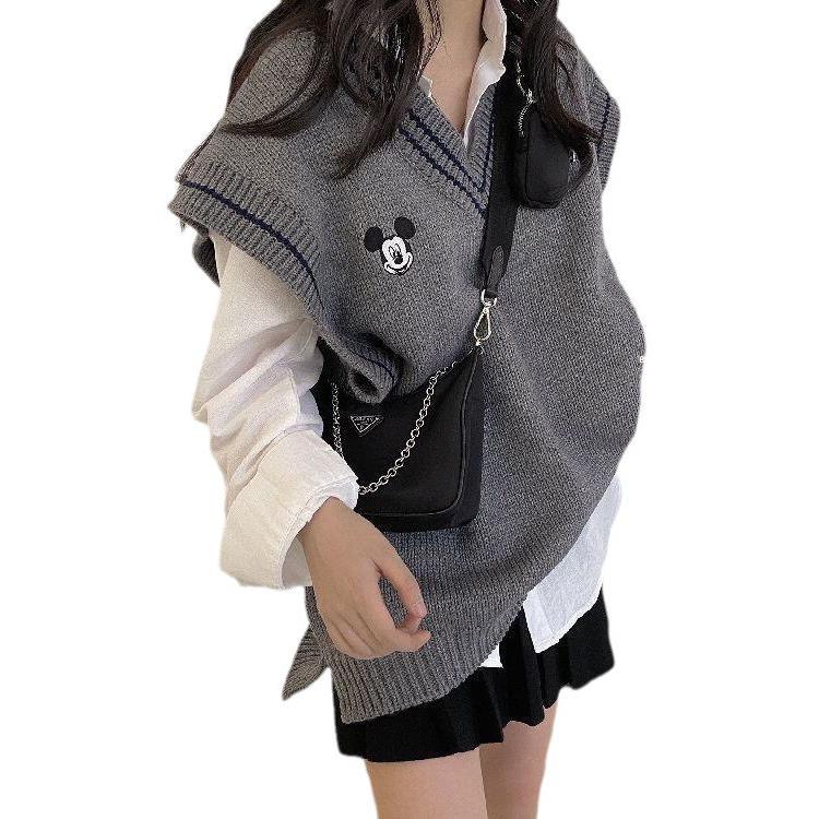 2023 otoño e invierno nuevo estilo coreano estudiante Mickey chaleco suelto suéter de punto las mujeres moda prendas vestir exteriores image 6