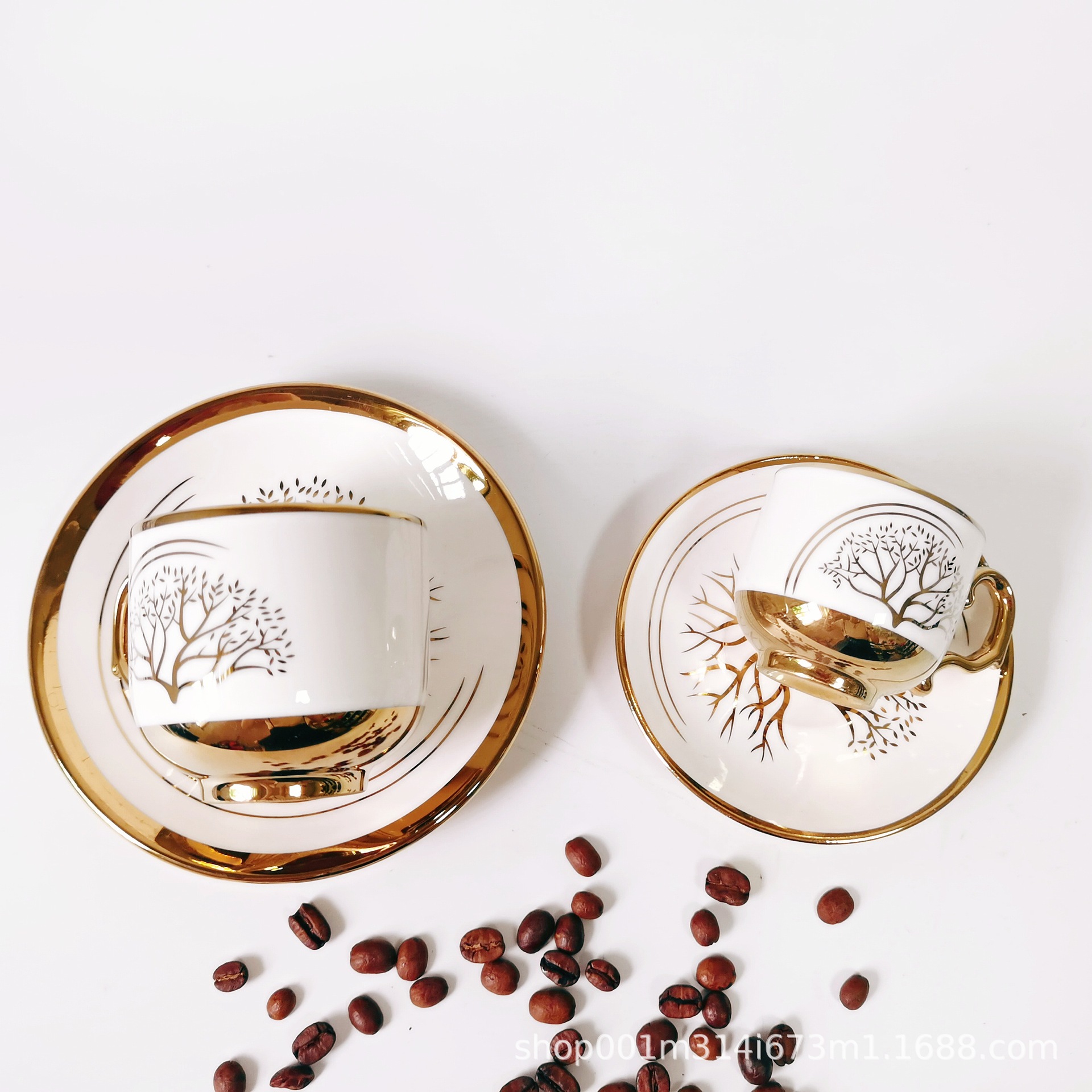 Tazas de cerámica de café galvanizadas creativas, platos de cerámica de Oriente Medio, India, comercio exterior galvanizado, 6 tazas, 6 platos, tazas y platos