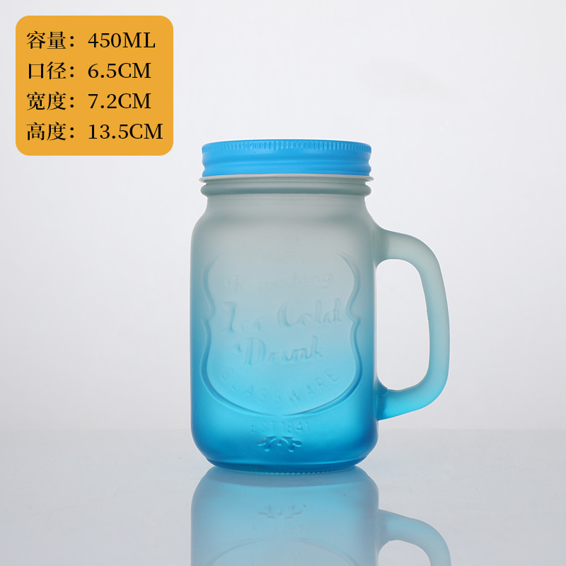 Tazas Mason con mangas de paja tazas de jugo creativas tazas de agua de vidrio de arena de color gradiente