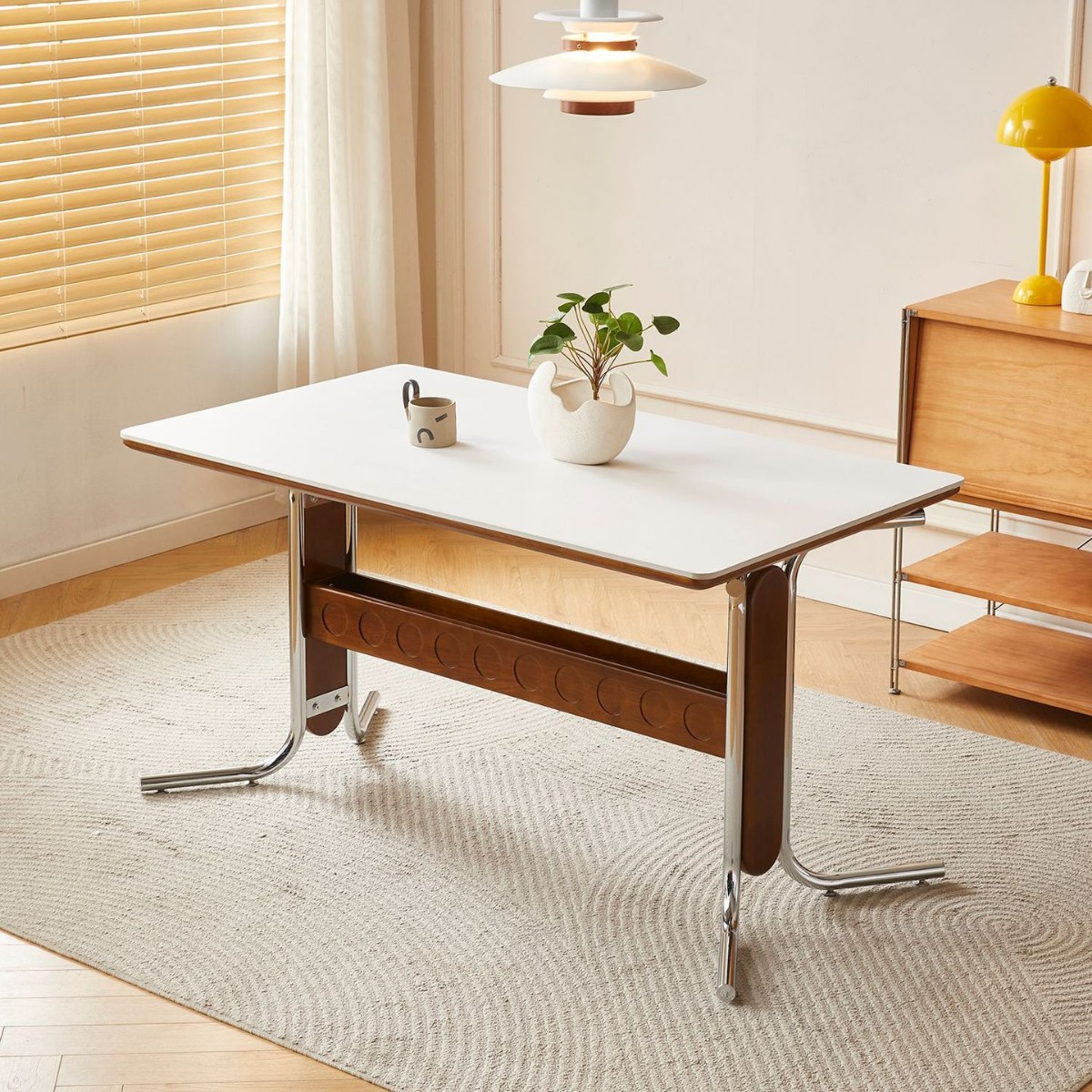 Medieval Style French Retro Style Solid Wood Dining Table and Chair Combination Home Living Room Slate Dining Table Coffee Table Dining Table