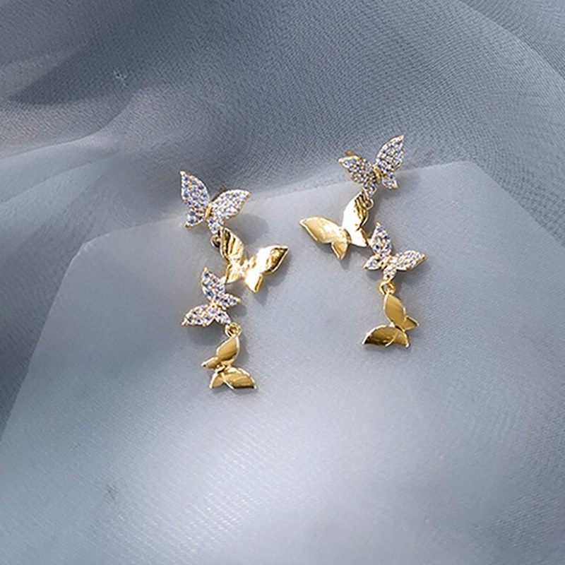 Elegante Schmetterling Ohrhänger Goldfarben Für Damen_voghion.com
